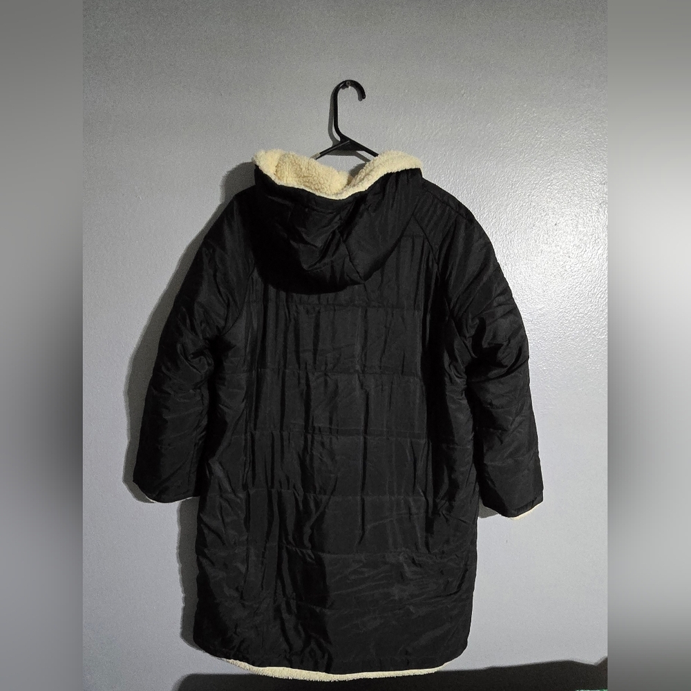 Womens Size 1X Reversible Hooded Long Thin Puffer Coat - Picture 6 of 7